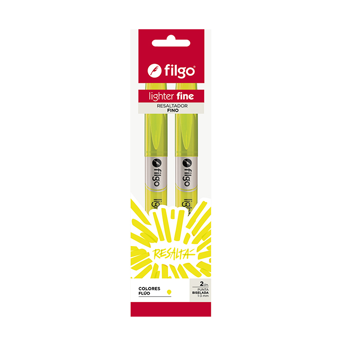 RESALTADOR FILGO FINO X2 BLISTER AMARILLO