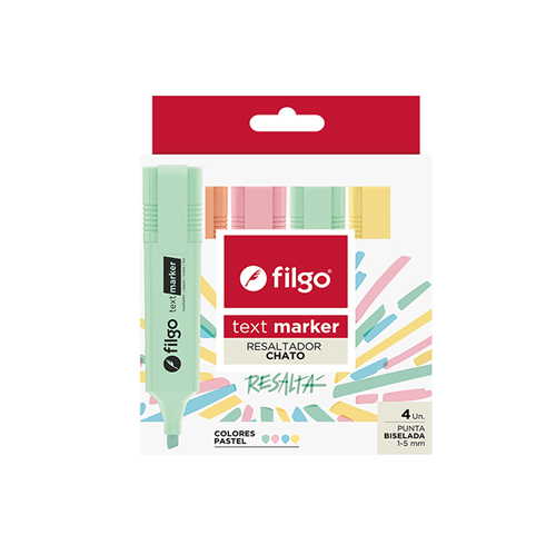 RESALTADOR FILGO CHATO X4 PASTEL