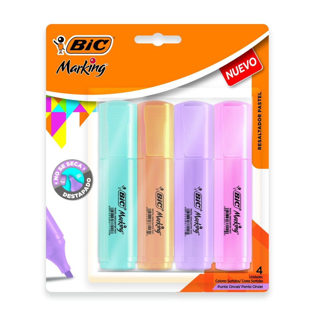 RESALTADOR BIC PASTEL X4 SURTIDO