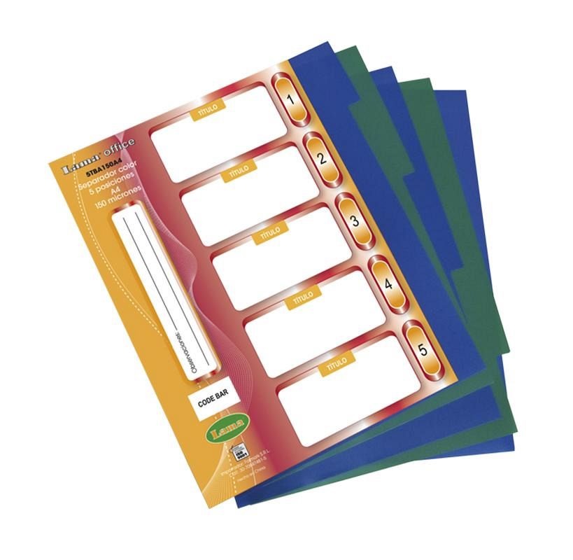 SEPARADOR A4 LAMA 5 POSICIONES X 150 MICRONES