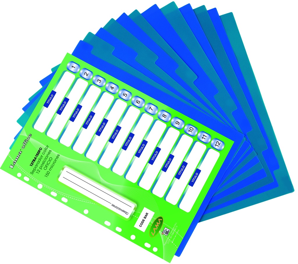 SEPARADOR OFICIO LAMA 12 POSICIONES X 150 MICRONES