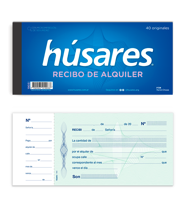 TALONARIO HUSARES 1903 RECIBO ALQUILER 40H