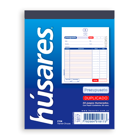 TALONARIO HUSARES 1817 CHICO PRESUPUESTO