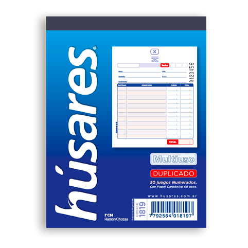 TALONARIO HUSARES 1819 DUPLICADO CHICO MULTIUSO
