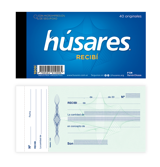 TALONARIO HUSARES 1901 ORIGINAL RECIBI GRANDE