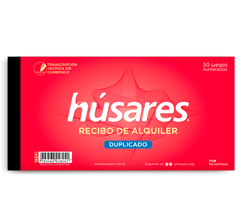 TALONARIO HUSARES 1824 DUPLICADO RECIBO ALQUILER