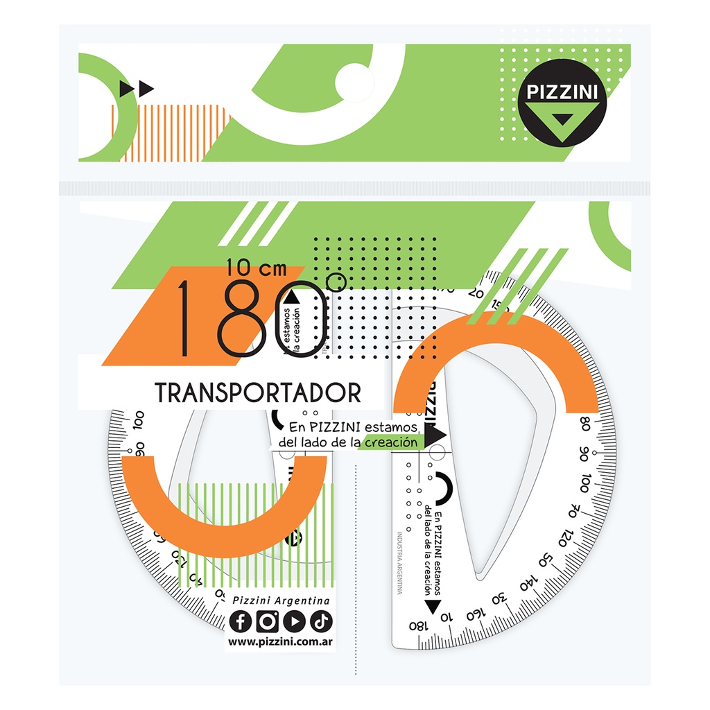 TRANSPORTADOR PIZZINI 180ºx10cm x10 UNIDADES