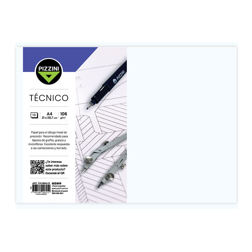HOJAS PARA DIBUJO PIZZINI 297X420MM 106GR X 10