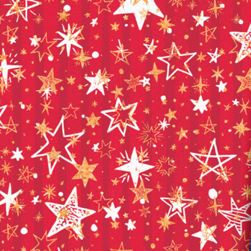 PAPEL PARA REGALO MAG 70X100 X 10 7020 NAVIDAD STARS CHRISTMAS RED