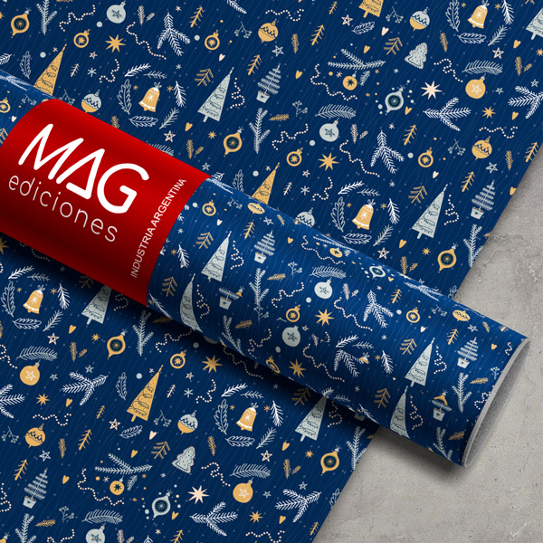 PAPEL PARA REGALO MAG 70X100 X 10 NAVIDAD BLUE CHRISTMAS