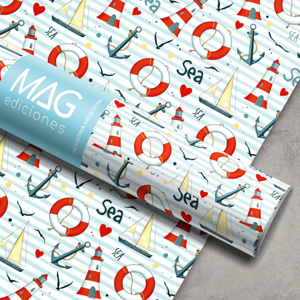 PAPEL PARA REGALO MAG 70X100 X10 5068 SEA