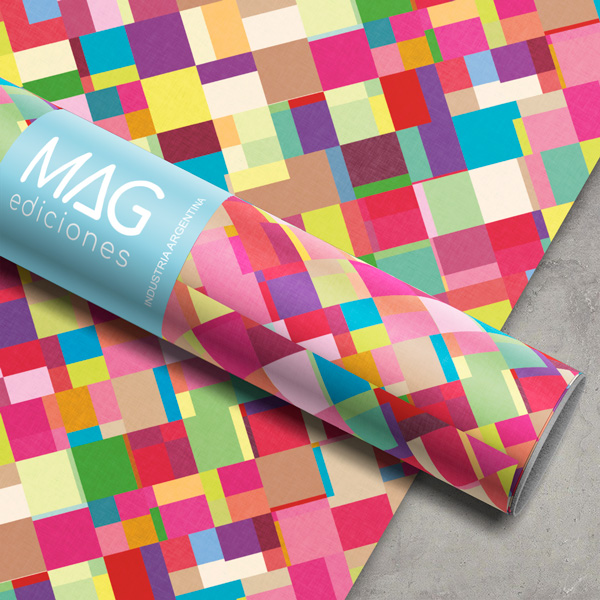 PAPEL PARA REGALO MAG 70X100 X10 5093 CUADRADOS COLOR