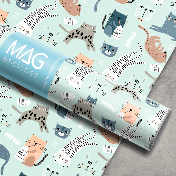 PAPEL PARA REGALO MAG 70X100 X10 5095 GATITOS