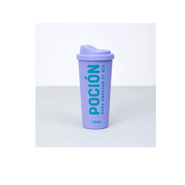 VASO FERA CON TAPA LILA