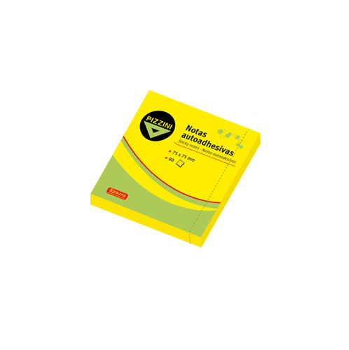 NOTAS ADHESIVAS PIZZINI 75X75MM 80 HOJAS AMARILLO FLUO