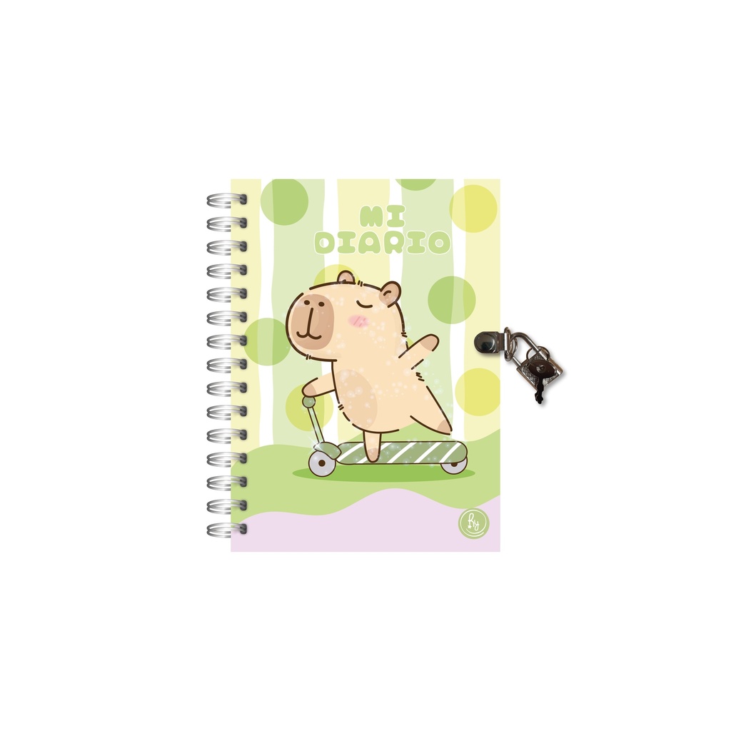 DIARIO INTIMO RY ANILLADO CON GLITTER Y CANDADO 13x18cm 100 HOJAS 1049