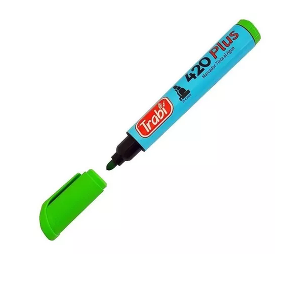 MARCADOR TRABI 420 AL AGUA PUNTA REDONDA X 12 VERDE CLARO