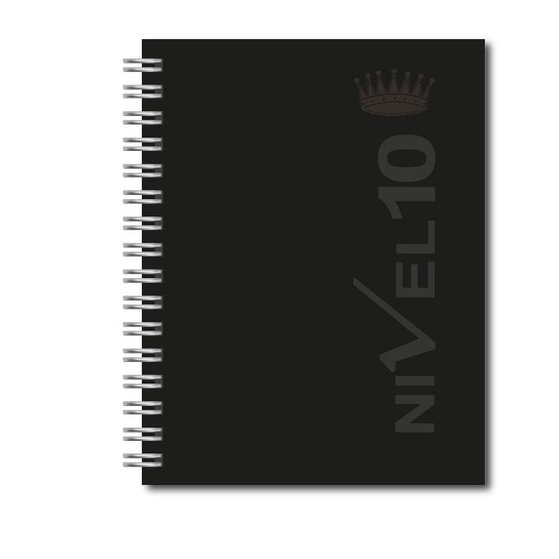 AGENDA NIVEL 10 14x19 SV ESPIRALADA CON INDICE TROQUELADO, ELASTICO Y CINTA SEÑALADORA NEGRO