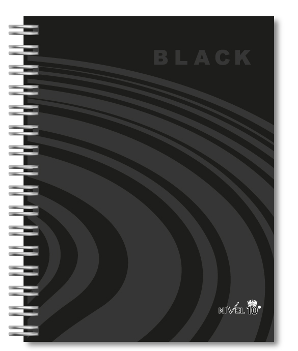 AGENDA NIVEL 10 11x17 DXP ESPIRALADA CON ELASTICO Y CINTA SEÑALADORA LINEA BLACK