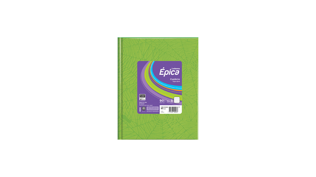 CUADERNO LEDESMA EPICA ARAÑA Nº3 TAPA DURA 48H VERDE MANZANA RAYADO