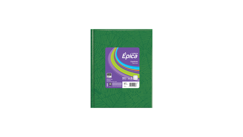 CUADERNO LEDESMA EPICA ARAÑA Nº3 TAPA DURA 48H VERDE CUADRICULADO