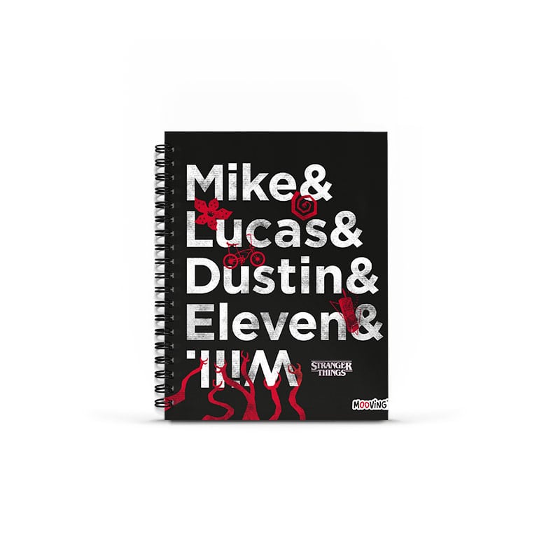 CUADERNO MOOVING TAPA DURA CON ESPIRAL 16X21 80H STRANGER THINGS