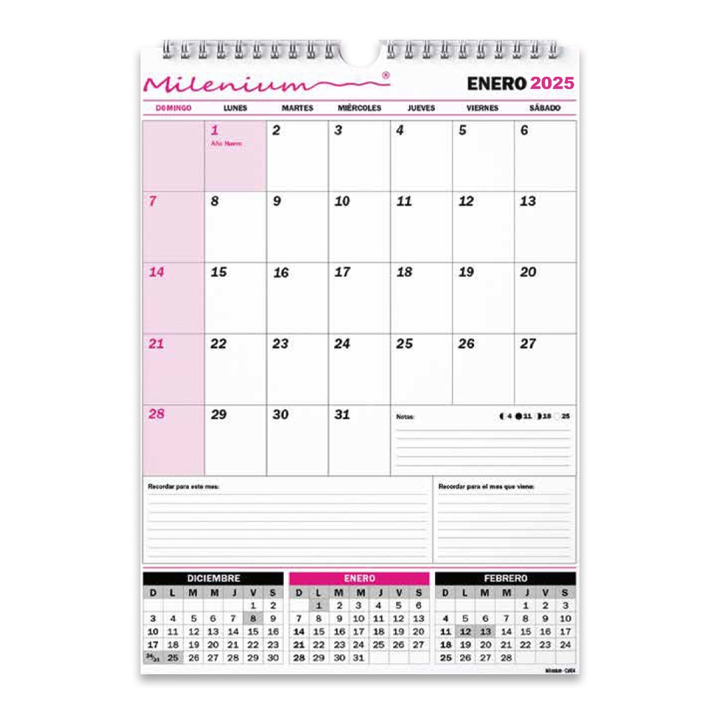 CALENDARIO PLANIFICADOR MENSUAL VERTICAL 32x45.5cm 2026