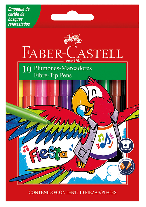 MARCADOR FABER FIESTA CAJA X10