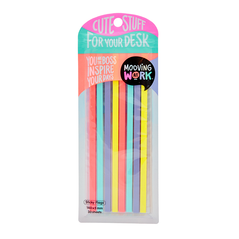 BANDERITAS MOOVING RESALTADORAS ANGOSTAS 14X5mm X 30 HOJAS NEON