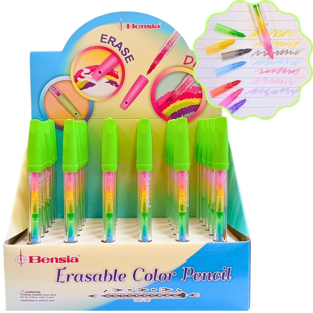 CRAYON PUNTA INTERCAMBIABLE BORRABLE X 7 COLORES