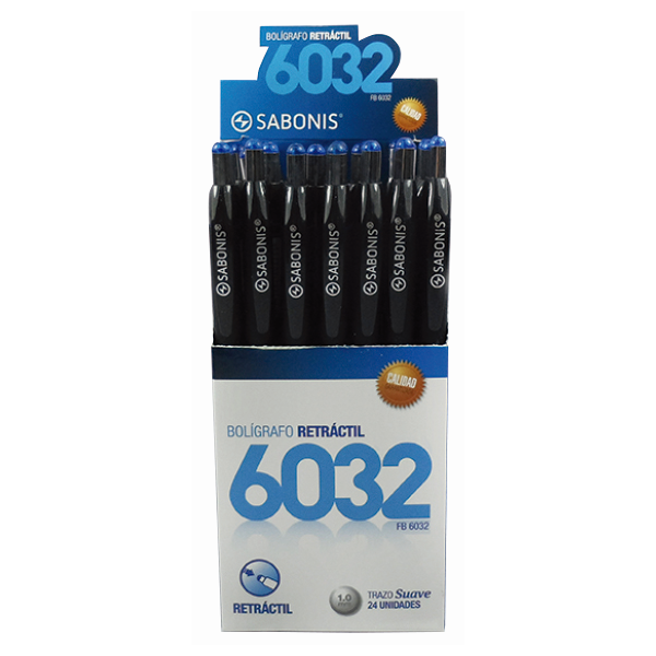 BOLIGRAFO SABONIS 6032 RETRACTIL 1.0 X 24 AZUL