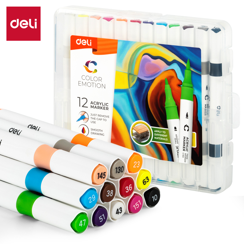 MARCADOR DELI ACRILICO DOBLE PUNTA X12