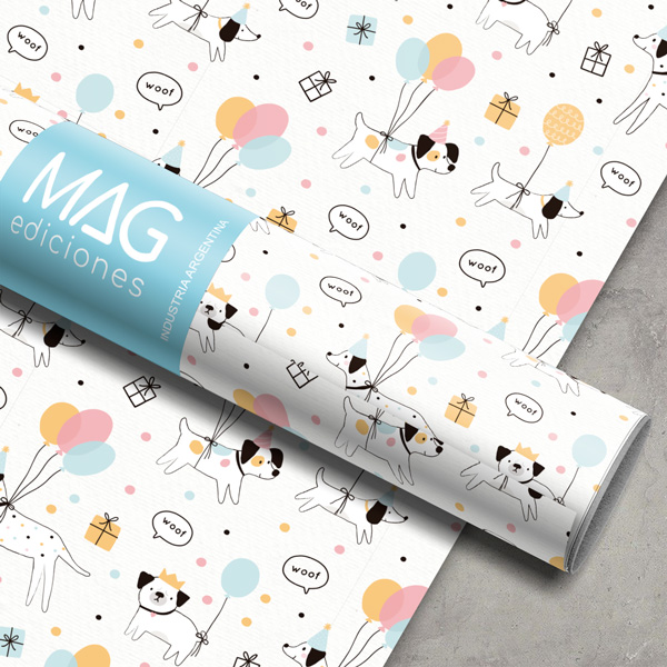 PAPEL PARA REGALO MAG 70X100 X10 5115  PERRITOS