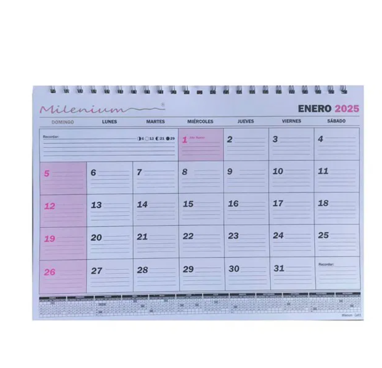 CALENDARIO PLANIFICADOR MENSUAL APAISADO 23x32cm 2026