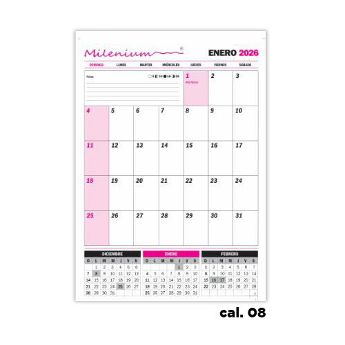 CALENDARIO PLANIFICADOR MENSUAL VERTICAL 32x23cm 2026