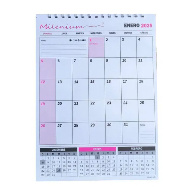 CALENDARIO PLANIFICADOR MENSUAL VERTICAL 32x23cm 2026