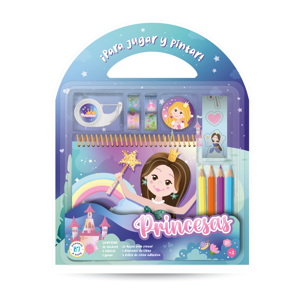SET 87 PARA JUGAR Y PINTAR PRINCESAS