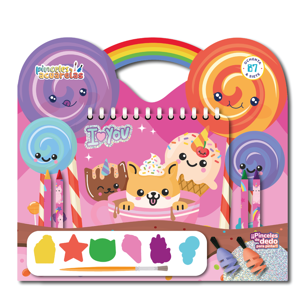 SET 87 PINCELES Y ACUARELAS I LOVE YOU