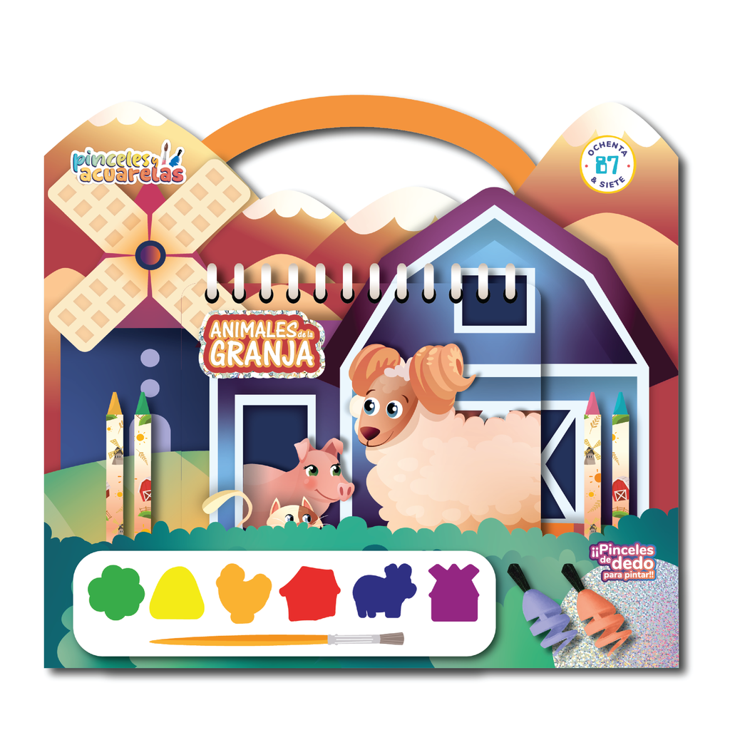 SET 87 PINCELES Y ACUARELAS ANIMALES DE LA GRANJA