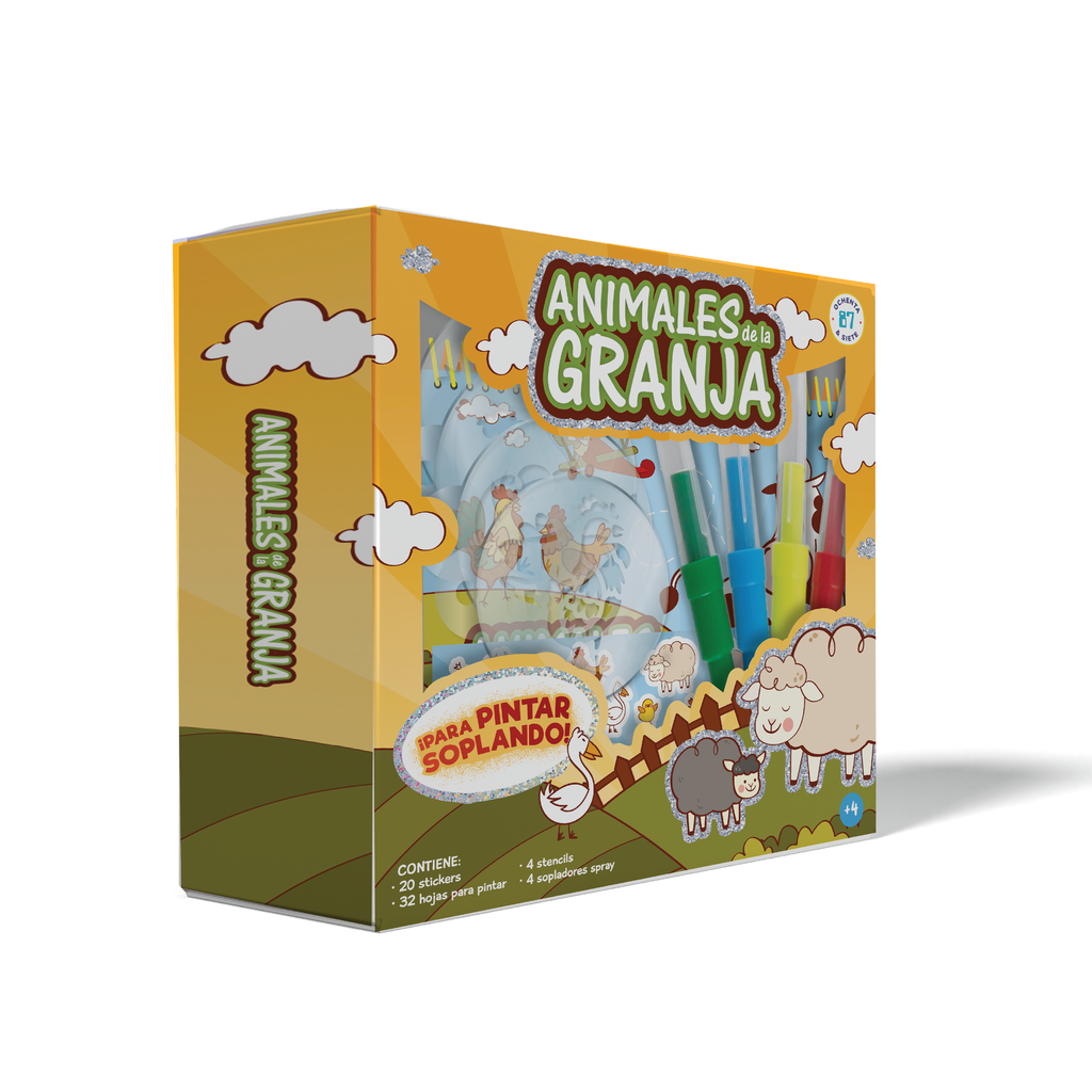SET 87 PINTAR SOPLANDO ANIMALES DE LA GRANJA