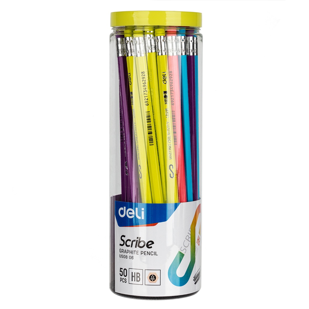 LAPIZ GRAFITO DELI SCRIBE HB X50 CON GOMA