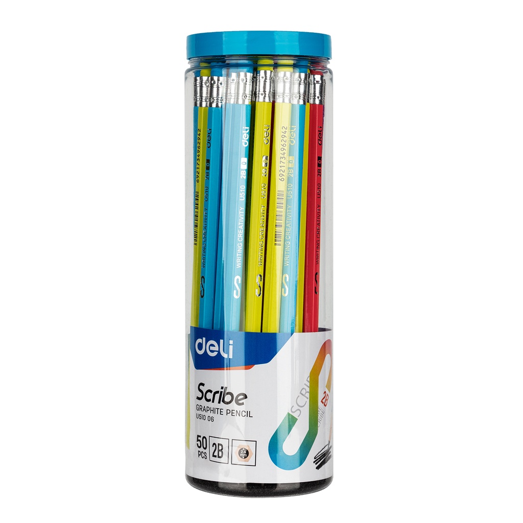 LAPIZ GRAFITO DELI SCRIBE 2B X50 CON GOMA