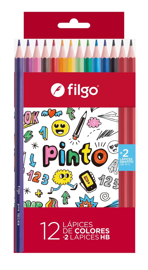PINTURITAS FILGO X12 LARGAS + 2 GRAFITO HB