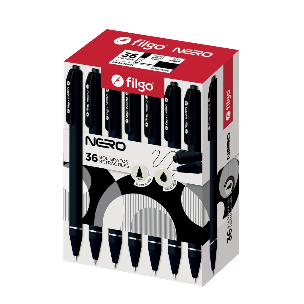 BOLIGRAFO FILGO NERO RETRACTIL 1.0 X 36 NEGRO