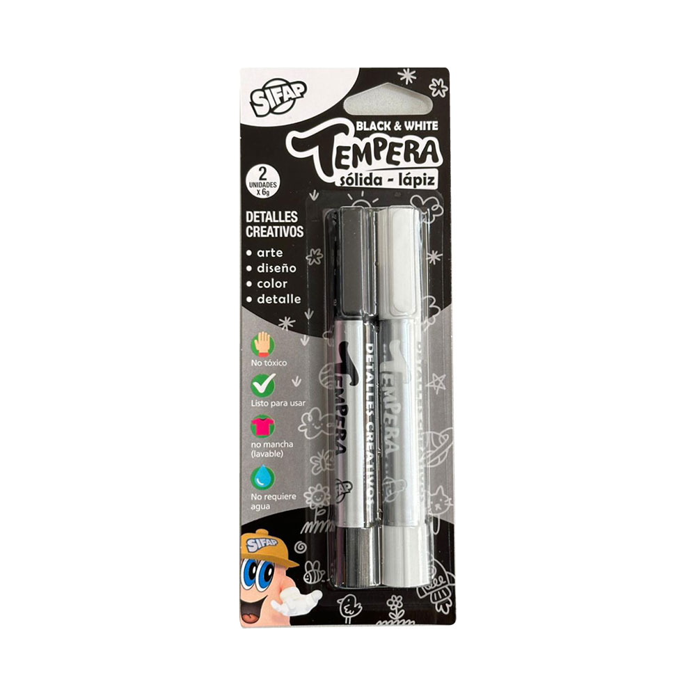 TEMPERA SIFAP X2 BLANCO Y NEGRO