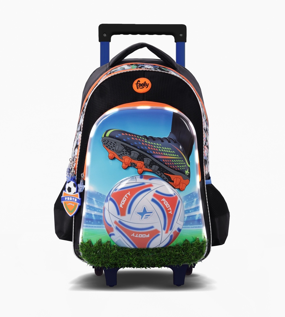 MOCHILA FOOTY CON CARRO 18'' CHAMPIOS LEAGUE CON LUZ