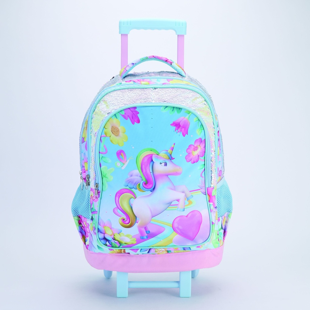MOCHILA FILGO CON CARRO 18'' 3D UNICORNIO
