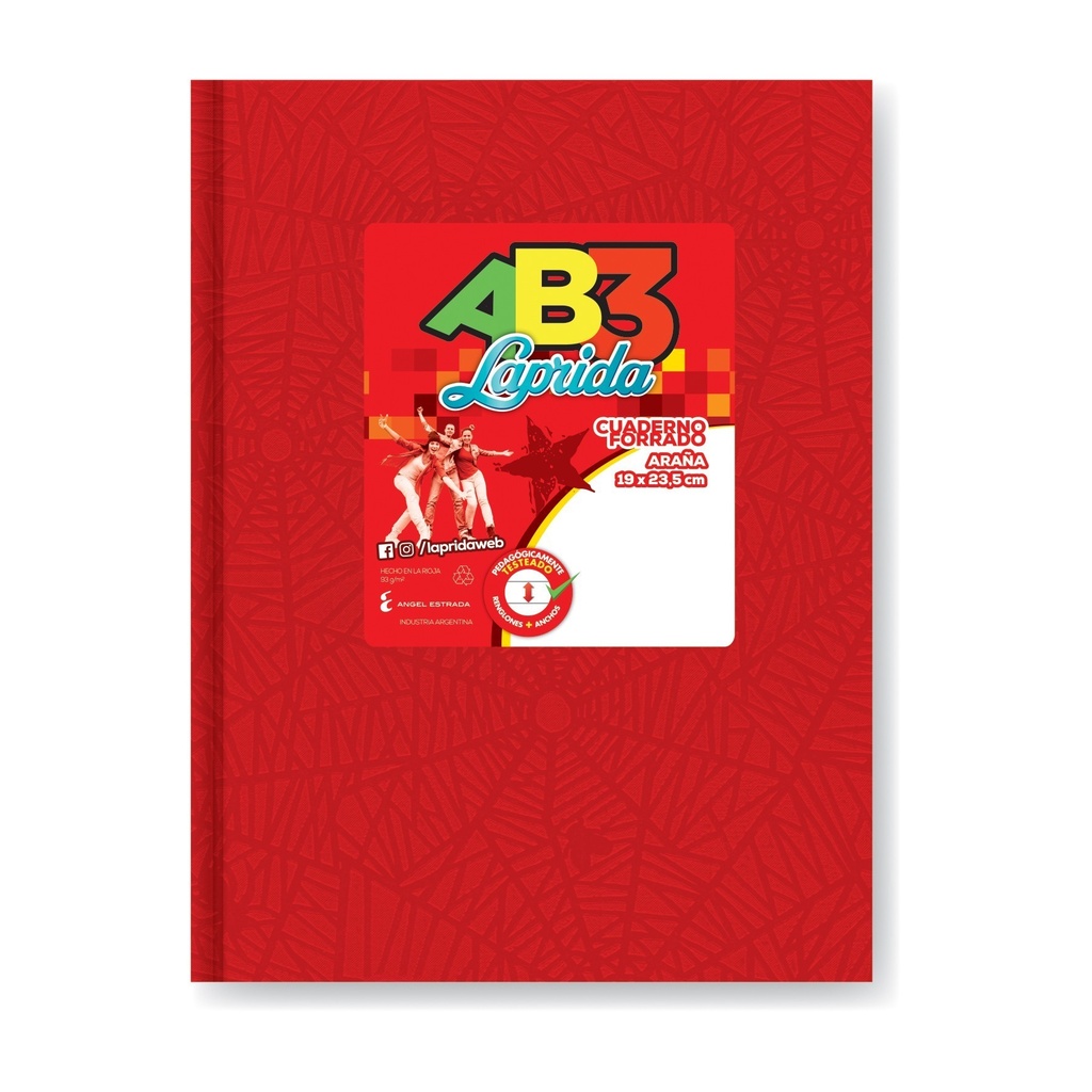 CUADERNO LAPRIDA AB3 ARAÑA TAPA DURA 98H ROJO CUADRICULADO