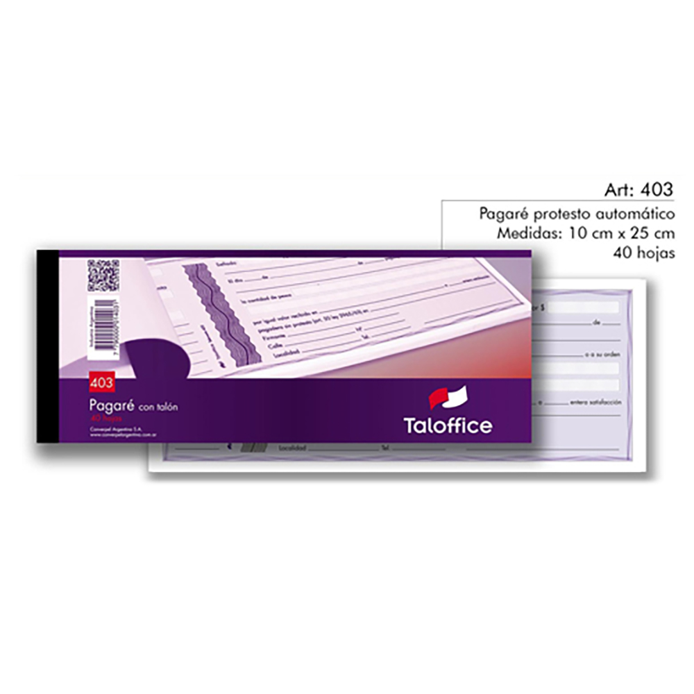 TALONARIO TALOFFICE PAGARE EN PESOS