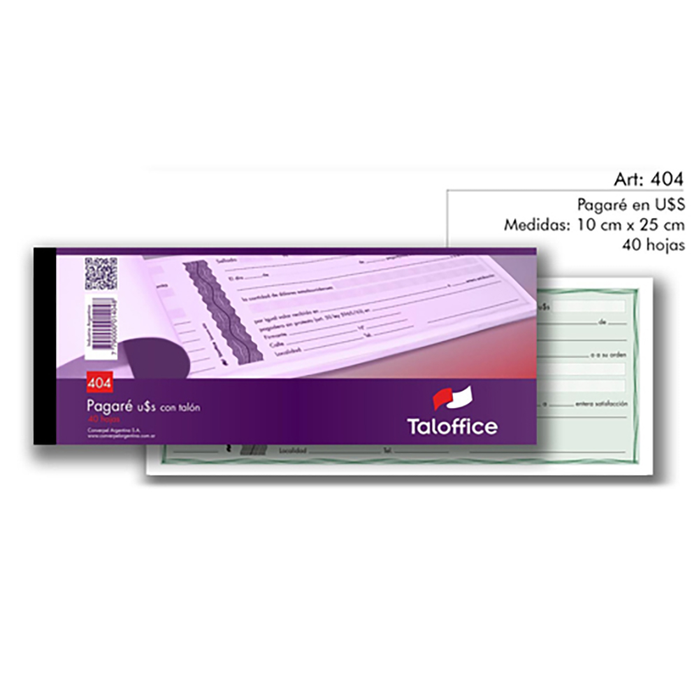 TALONARIO TALOFFICE PAGARE EN DOLARES